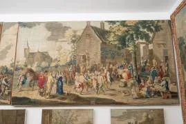 Detalle de uno de los tapices de la Real Fábrica de Santa Bárbara sobre cartones de David Teniers II 