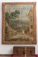 Detalle de uno de los tapices de la Real Fábrica de Santa Bárbara sobre cartones de David Teniers II 