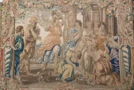 Detalle de uno de los tapices de taller de Bruselas sobre cartones de Rubens: Aquiles descubierto 