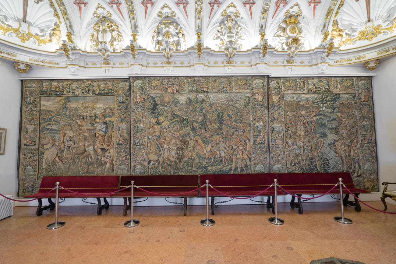 Detalle de los tapices de la Sala Capitular. Son flamencos, del siglo XVI, y representan pasajes de las Guerras Púnicas y son del taller de los Van der Hecke.
