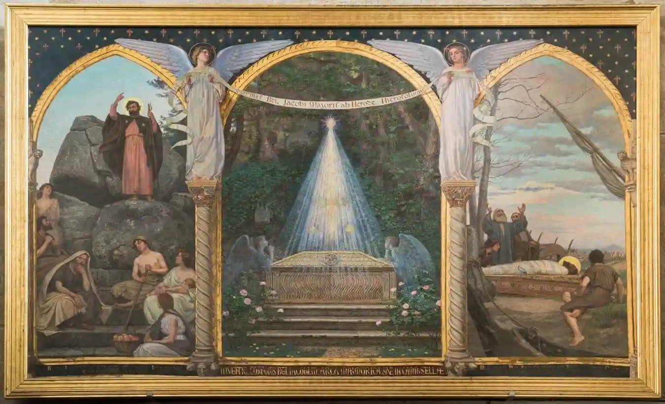 Tradición de Santiago en Galicia. Modesto Brocos. Este cuadro está actualmente en la sacristía de la catedral.