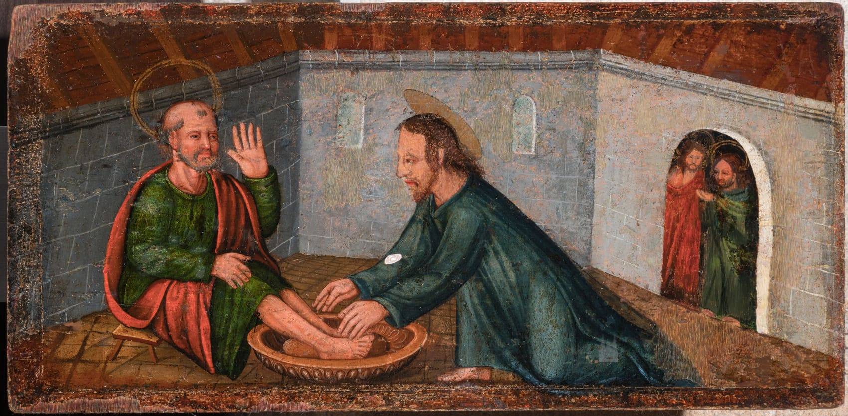 Tríptico con escenas de la Pasión. Maestro Fadrique. Primer cuarto del XVI. Detalle del Lavatorio de los pies.