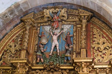 Capilla de san Andrés. Detalle del retablo barroco de Fernández Espantoso