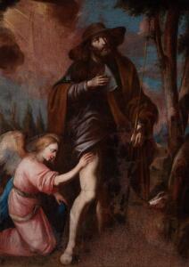 San Roque. Atribuido a Juan Antonio García de Bouzas. Hacia 1740. Óleo sobre lienzo